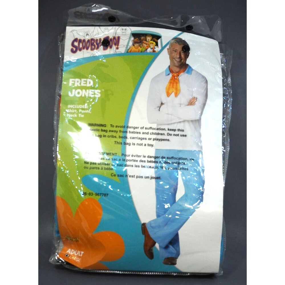 New Scooby-Doo Halloween Costume Adult Large Fred Jones 3 Pieces Spirit Store